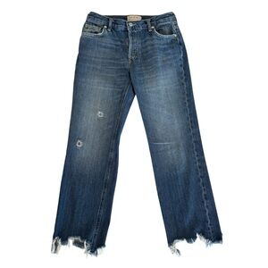 We The Free People shark bite hem crop jeans 25 button fly distressed high rise